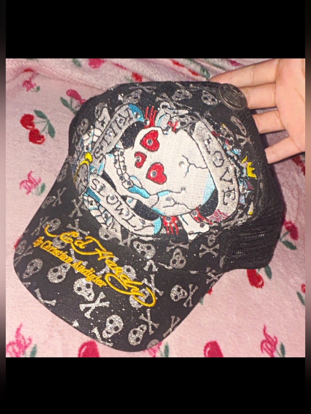 vtg ed hardy crossbone skull snapback
